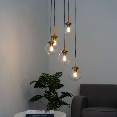 Lustre suspension design loft à 5 boules - Blaine|Lustre|Kosilum Lustre suspension design loft à 5 boules - Blaine|Lustre|Kosilum