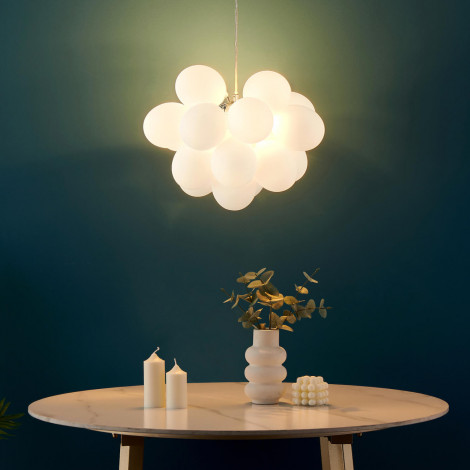 Suspension contemporaine à 17 verres blancs - Bartali|Lustre|Kosilum Suspension contemporaine à 17 verres blancs - Bartali|Lustre|Kosilum