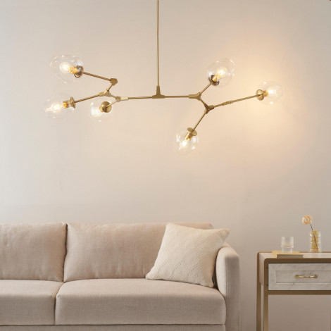 Lustre suspension dorée style floral 6 boules - Ofélia|Lustre|Kosilum Lustre suspension dorée style floral 6 boules - Ofélia|Lustre|Kosilum