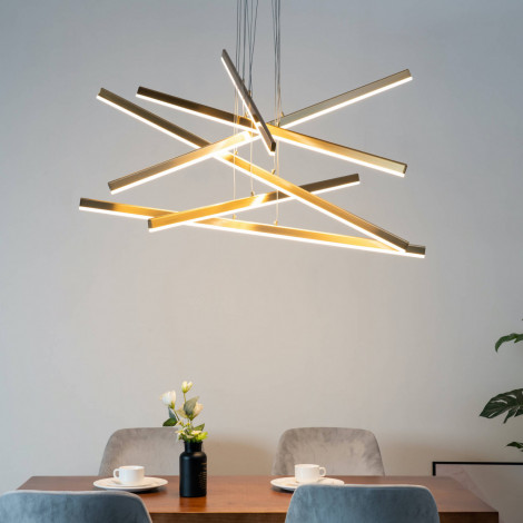 Grande suspension dorée à bras entrecroisés - Cynthia|Lustre|Kosilum