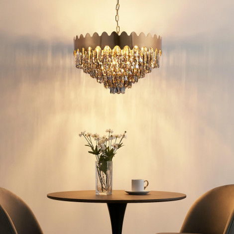 Lustre prestige cristal fumé 12 ampoules - Graziano|Lustre|Kosilum