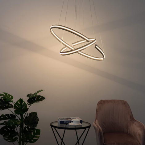 Grande suspension 80 cm design anneaux noirs LED - Ludiane|Lustre|Kosilum Grande suspension 80 cm design anneaux noirs LED - Ludiane|Lustre|Kosilum