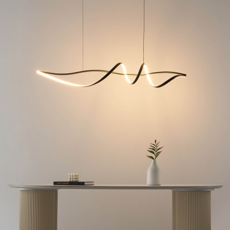 Grande suspension spirale noire 120 cm de long - Lybella|Lustre|Kosilum