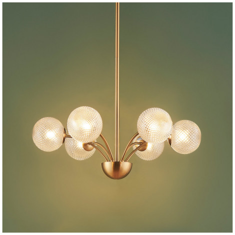 Lustre doré moderne 6 boules en verre - Gala|Lustre|Kosilum