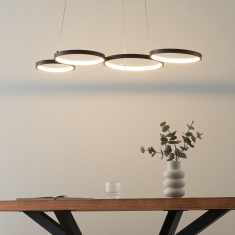 Suspension LED 4 cercles en métal noir - Newton|Lustre|Kosilum Suspension LED 4 cercles en métal noir - Newton|Lustre|Kosilum