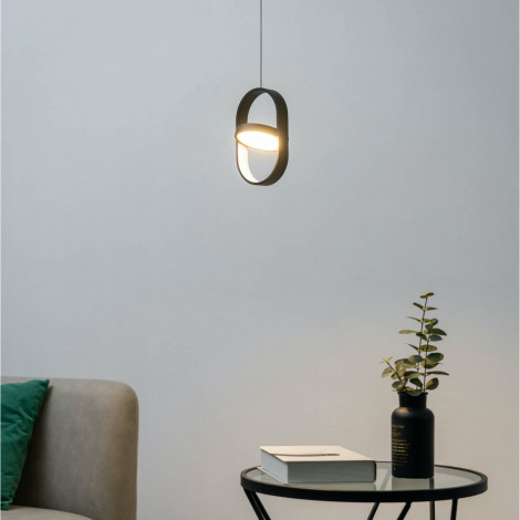 Suspension ovale noire design LED - Elanzo|Suspensions|Kosilum