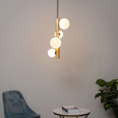 Suspension moderne laiton et verre blanc - Oromia|Suspensions|Kosilum Suspension moderne laiton et verre blanc - Oromia|Suspensions|Kosilum
