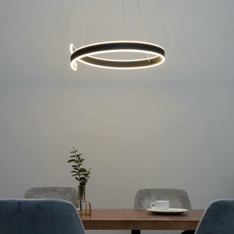 Suspension design anneau spiral noir LED - Brazan|Suspensions|Kosilum