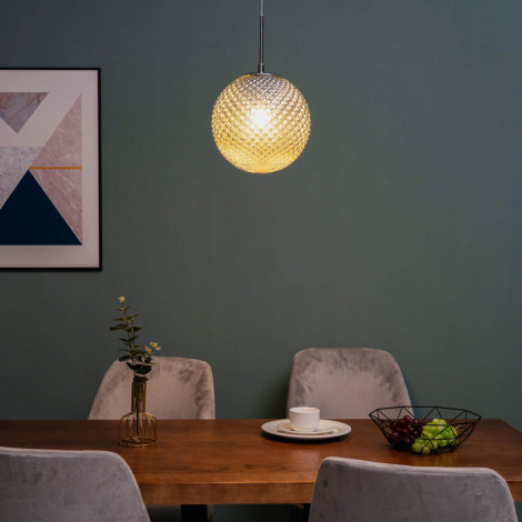 Suspension tendance globe en verre graphique fumé - Angelica|Suspensions|Kosilum