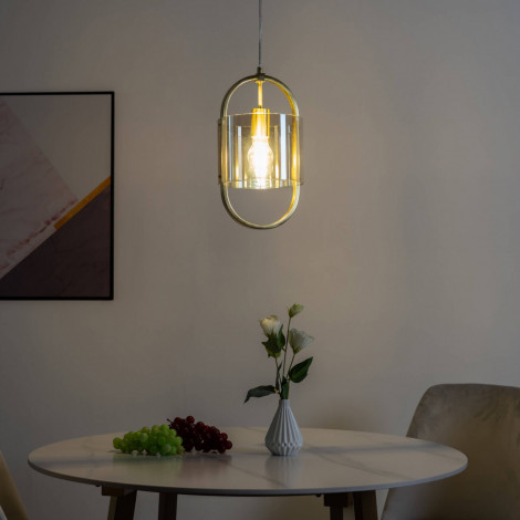 Suspension design dorée en verre cylindrique - Lorenzo|Suspensions|Kosilum