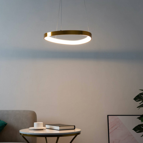 Suspension minimaliste dorée LED lumière indirecte - Mesiano|Suspensions|Kosilum