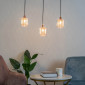 Suspension cuivre verre transparent 3 lumières - Acacia|Suspensions|Kosilum Suspension cuivre verre transparent 3 lumières - Acacia|Suspensions|Kosilum