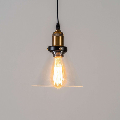 Suspension conique verre transparent et bronze - Dallas|Suspensions|Kosilum