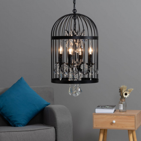 Suspension Chandelier avec Cage Noire - Amary|Suspensions|Kosilum