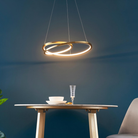 Suspension circulaire dorée triple boucle LED dimmable - Narella|Suspensions|Kosilum Suspension circulaire dorée triple boucle LED dimmable - Narella|Suspensions|Kosilum