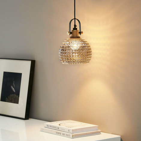 Suspension verre fumé gaufré - Laina|Suspensions|Kosilum