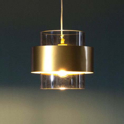 Suspension élégante verre transparent et cylindre doré - Salvado|Suspensions|Kosilum