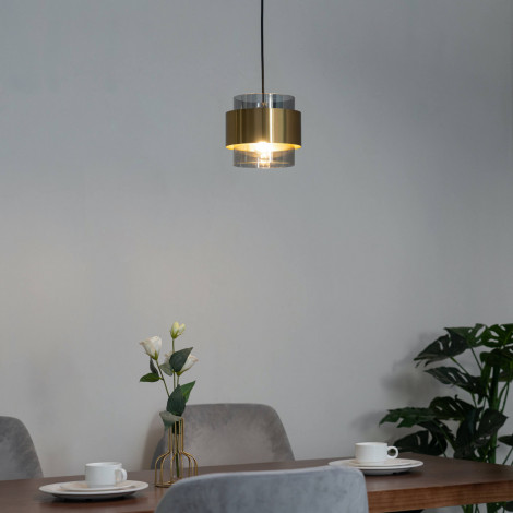 Suspension design en verre fumé et métal doré - Amesti|Suspensions|Kosilum