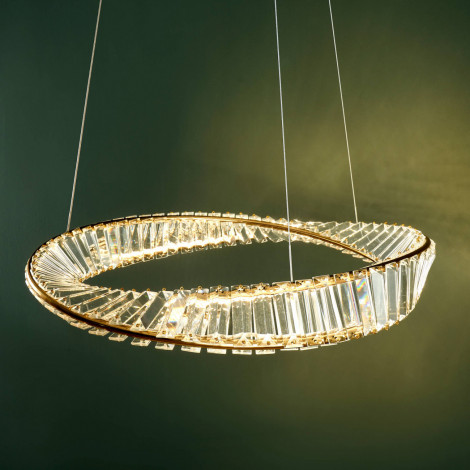 Suspension anneau irrégulier doré en cristal - Pezzati|Suspensions|Kosilum