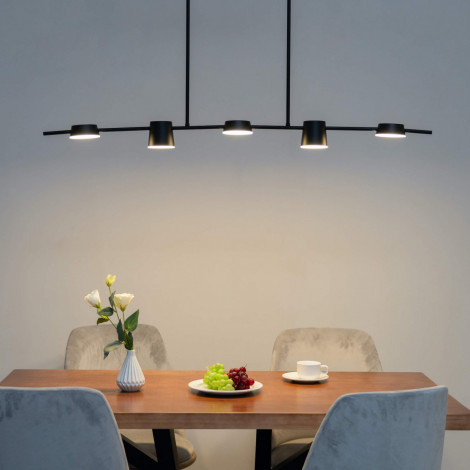 Suspension industrielle noire 5 spots LED - Forenza|Suspensions|Kosilum