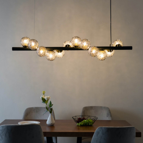 Grande suspension prestige 12 sphères en verre fumé texturé - Marene|Suspensions|Kosilum