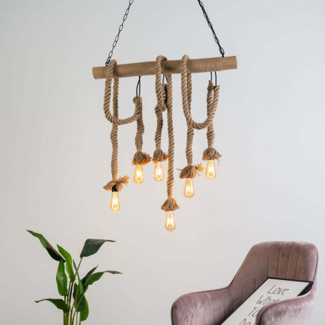 Suspension vintage bambou et 6 cordes - Zephyr|Suspensions|Kosilum Suspension vintage bambou et 6 cordes - Zephyr|Suspensions|Kosilum