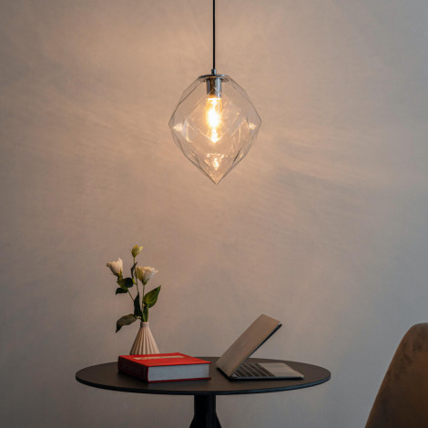 Suspension design verre transparent en forme de diamant - Pinguetti|Suspensions|Kosilum Suspension design verre transparent en forme de diamant - Pinguetti|Suspensions|Kosilum