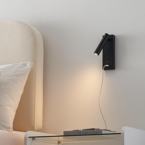 Applique LED liseuse noire avec port USB dimmable - Tofino|Appliques murales|Kosilum Applique LED liseuse noire avec port USB dimmable - Tofino|Appliques murales|Kosilum