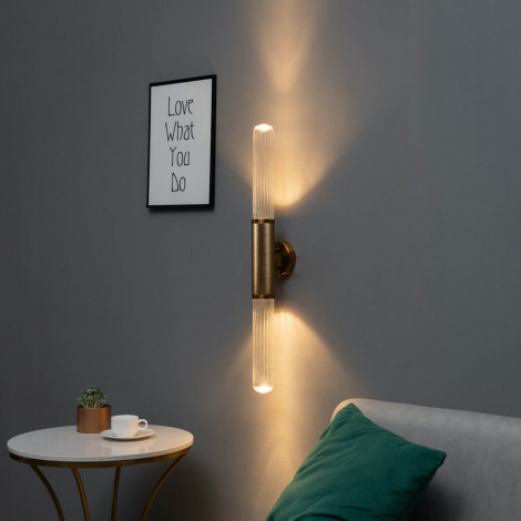 Applique tendance dorée double éclairage LED en métal et verre - Hita|Appliques murales|Kosilum