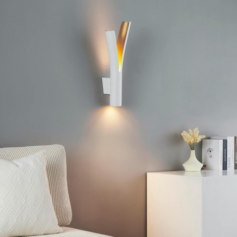 Applique LED blanche intérieur or double faisceau - Nelia|Appliques murales|Kosilum