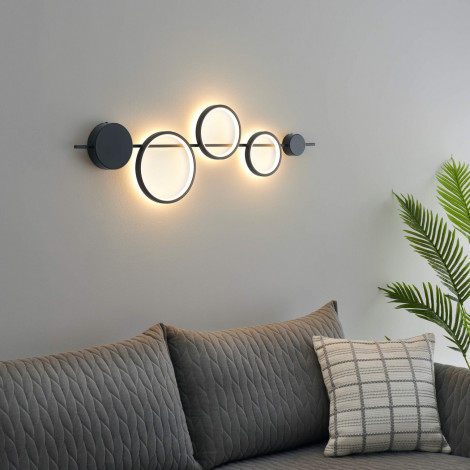 Grande applique graphique noire LED - Saretti|Appliques murales|Kosilum