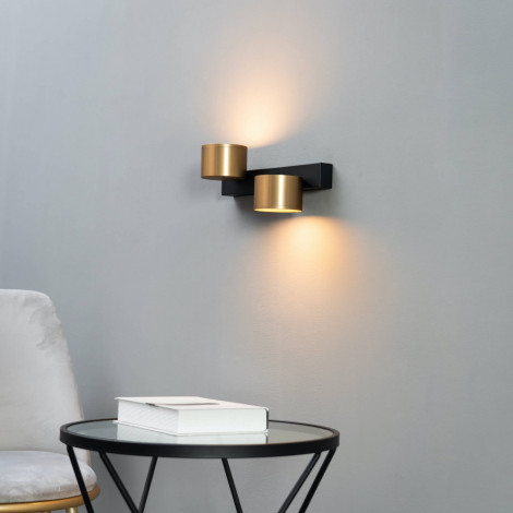 Applique chic et design noire et dorée double éclairage LED - Tango|Appliques murales|Kosilum