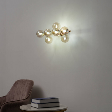 Grande applique dorée 7 verres ambrés - Ambrosia|Appliques murales|Kosilum Grande applique dorée 7 verres ambrés - Ambrosia|Appliques murales|Kosilum