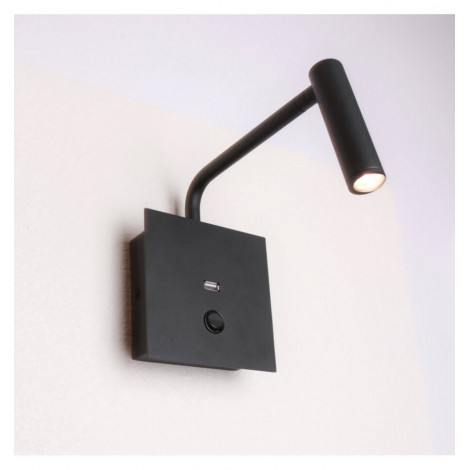 Liseuse noire pratique et moderne LED et port USB intégré - Miami|Appliques murales|Kosilum Liseuse noire pratique et moderne LED et port USB intégré - Miami|Appliques murales|Kosilum