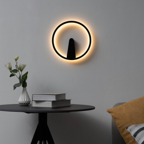 Applique minimaliste anneau LED noir - Scott|Appliques murales|Kosilum Applique minimaliste anneau LED noir - Scott|Appliques murales|Kosilum
