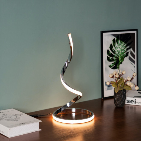 Lampe à poser chromée LED spirale - Jara|Lampes à poser|Kosilum