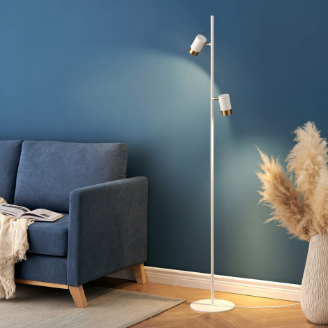 Lampadaire blanc deux spots pivotants - Elya|Lampadaire|Kosilum