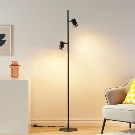 Lampadaire design noir double spots orientables - Elya|Lampadaire|Kosilum