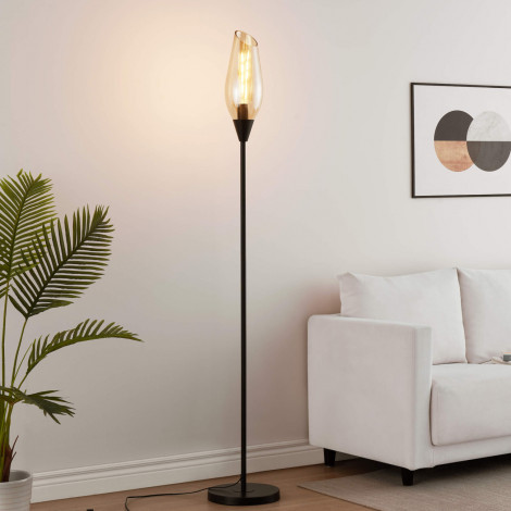 Grande lampe abat-jour verre ambré - Barletto|Lampadaire|Kosilum