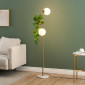 Lampadaire doré verre blanc avec support plante - Ortensia|Lampadaire|Kosilum