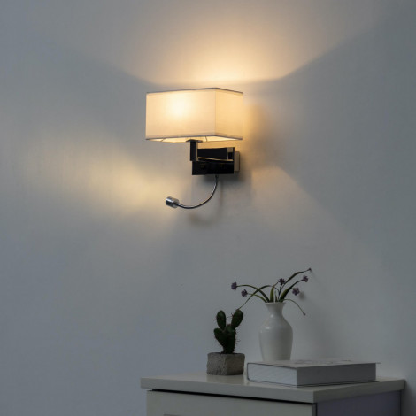 Applique Liseuse à LED Blanc design métal/tissu - Adonis|Appliques murales|Kosilum