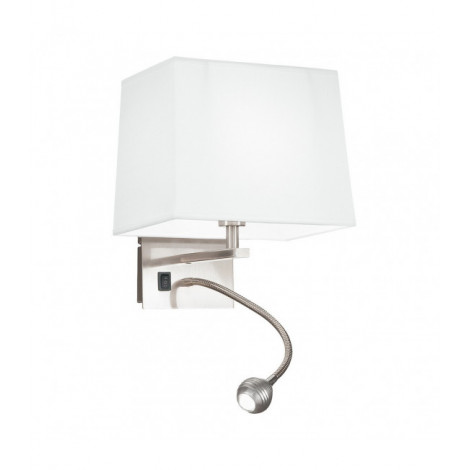 Applique avec liseuse Helly 1 ampoule Aluminium,diffuseur en tissu blanc|Appliques murales|Luminaire Center