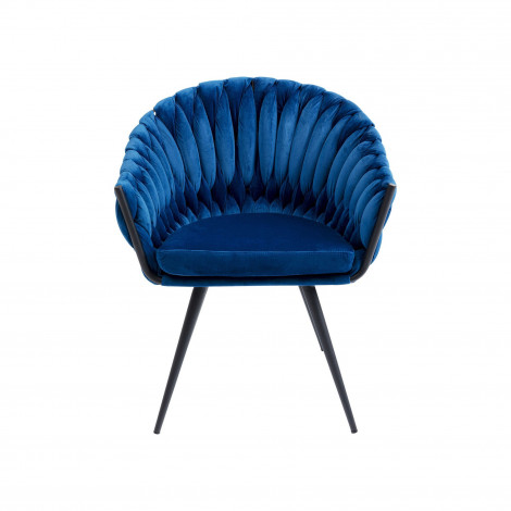 Chaise avec accoudoirs Knot velours bleu Kare Design|Chaise|Kare