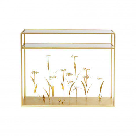 Console fleurs 3D dorées 100x25cm Kare Design|Console|Kare
