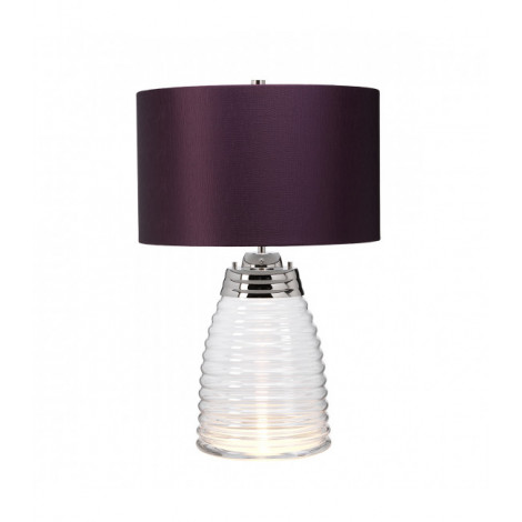Lampe de table Milne Nickel poli métallique - Verrerie claire 41 Cm|Lampes à poser|Luminaire Center