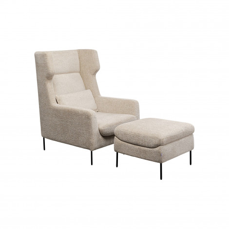 Fauteuil et repose-pieds Quinn beige Kare Design|Fauteuil / Chauffeuse|Kare