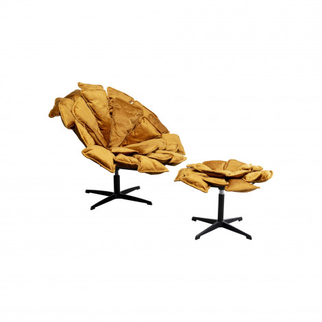 Fauteuil pivotant et repose-pieds Blossom ocre Kare Design|Fauteuil / Chauffeuse|Kare