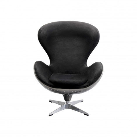 Fauteuil pivotant Lounge noir et gris rivets Kare Design|Fauteuil / Chauffeuse|Kare