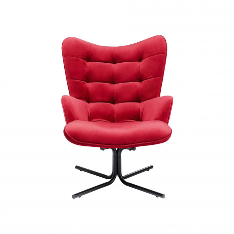 Fauteuil pivotant Oscar velours rouge Kare Design|Fauteuil / Chauffeuse|Kare