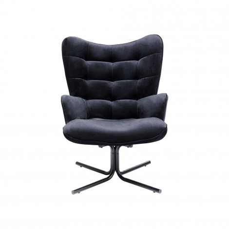 Fauteuil pivotant Oscar velours noir Kare Design|Fauteuil / Chauffeuse|Kare